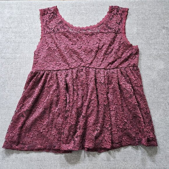 Top Womens 2X Lot Of 2 Black Burgundy Torrid Laura Ruffles Lined Lace Boho Party - Picture 3 of 15